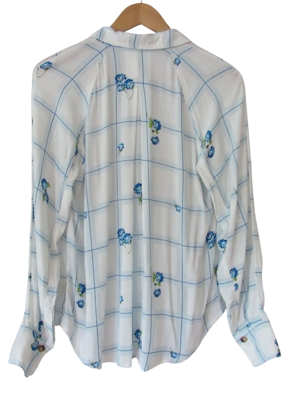 Free People Window To My Heart Button Down Shirt Blouse XS White Blue Floral - Picture 2 of 11